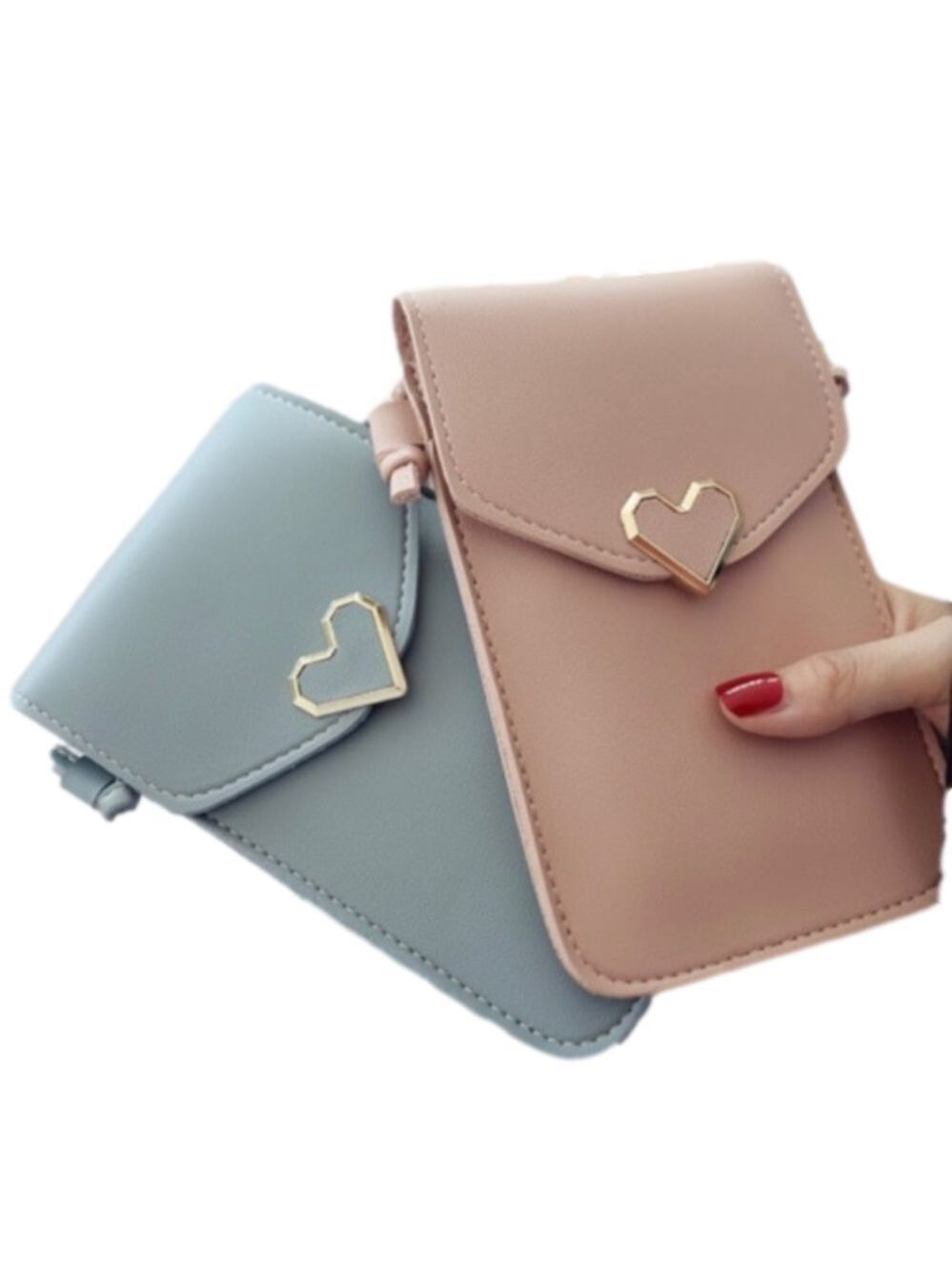 Leather Crossbody Wallet Phone Square Lock